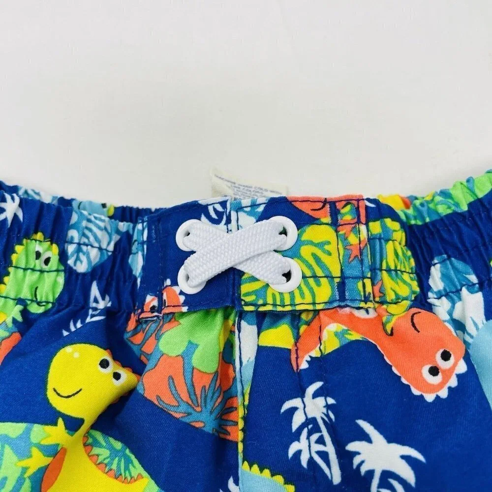 OP Infant Boys Size 24 Months Dinosaur Island Print Lined Swim Trunks‎ Blue 1713